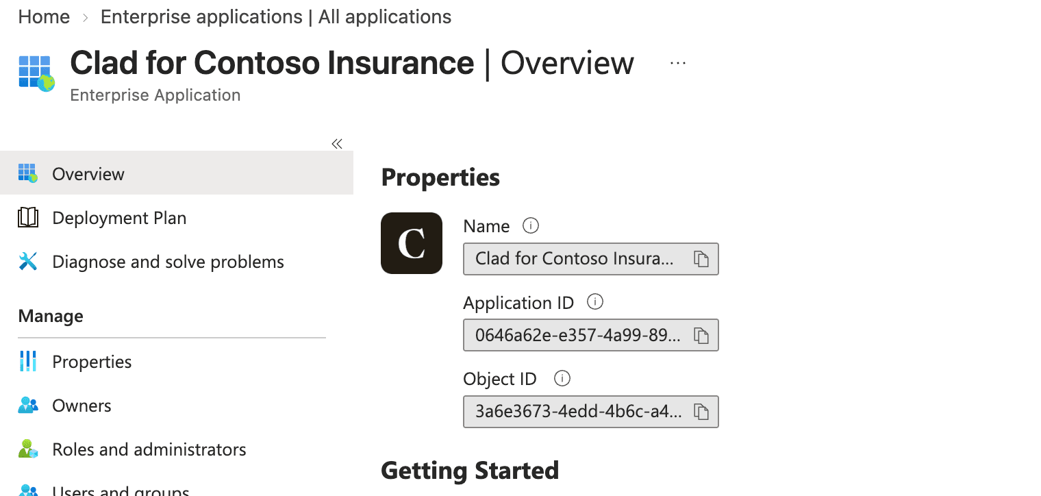 An enterprise application overview in the Microsoft Entra admin center